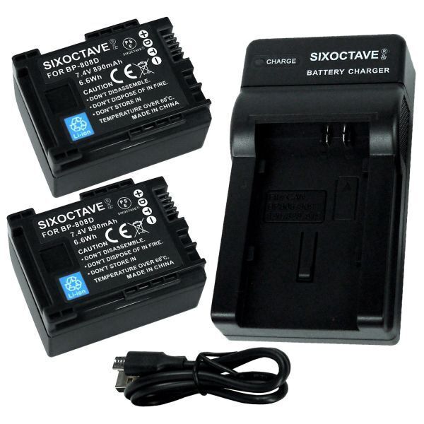 BP-809 BP-808D BP-808 Canon 互換バッテリー 2個と充電器（USB充電式） iVIS HF G20 iVIS HF G21 iVIS HF M31 iVIS HF S10　CG-800D