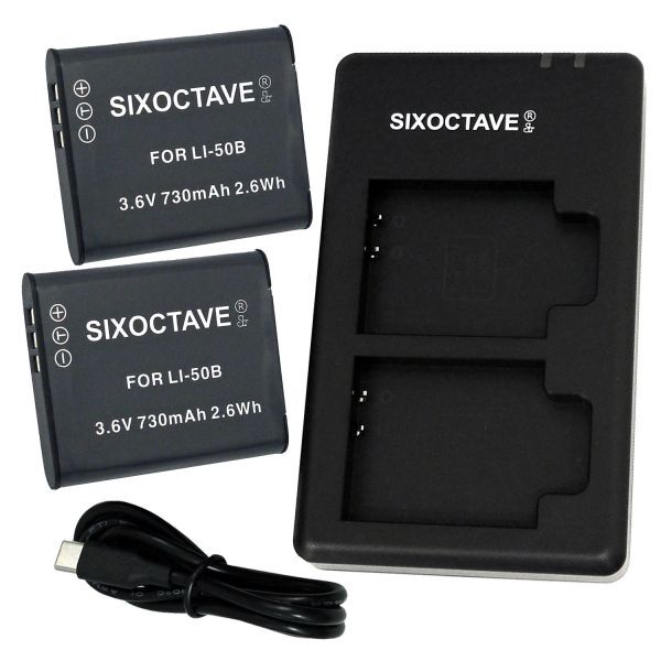 OLYMPUS LI-50B 互換バッテリー2個と　互換充電器 UC-90 / D-LI92　デュアルの3点セット　VR-350、VR-360、VR-360 Kit　ＷG-70　ＷG-80