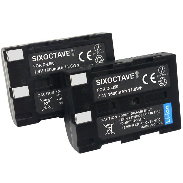 D-LI50 Pentax 互換バッテリー 2個　コニカミノルタ NP-400　純正充電器で充電可能 K10 K10D K20D DiMAGE A1 DiMAGE A2 α-7DIGITAL