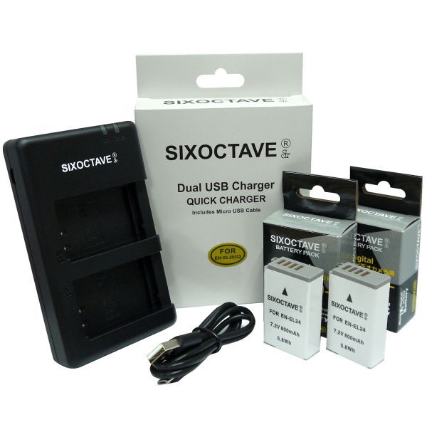 Nikon 1 J5　　EN-EL24 / MH-31　Ｎikon 互換バッテリーパック　2個　と　互換デュアル充電器　　1個 の　3点セット　