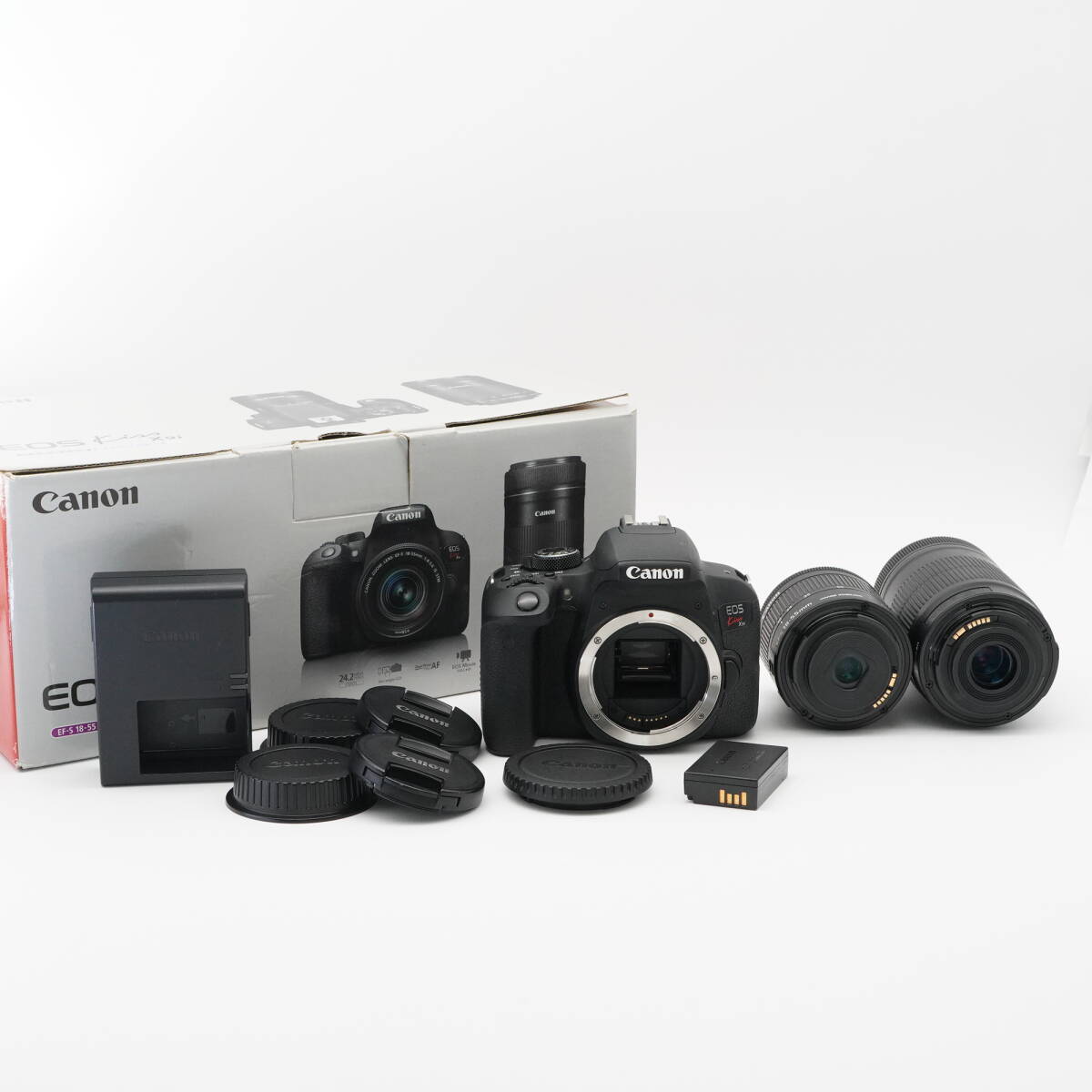 美品 Canon キヤノン EOS Kiss X9i / ZOOM LENS EF-S 18-55mm F4-5.6 IS STM / 55-250mm F4-5.6 ダブルズームキット #AA5091