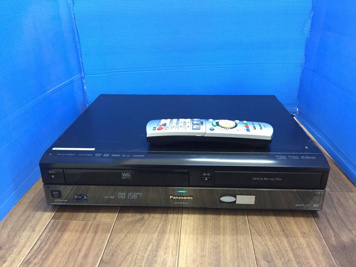 パナソニック VHS一体型 ブルーレイレコーダー DMR-BR630V リモコン付き　中古品8512