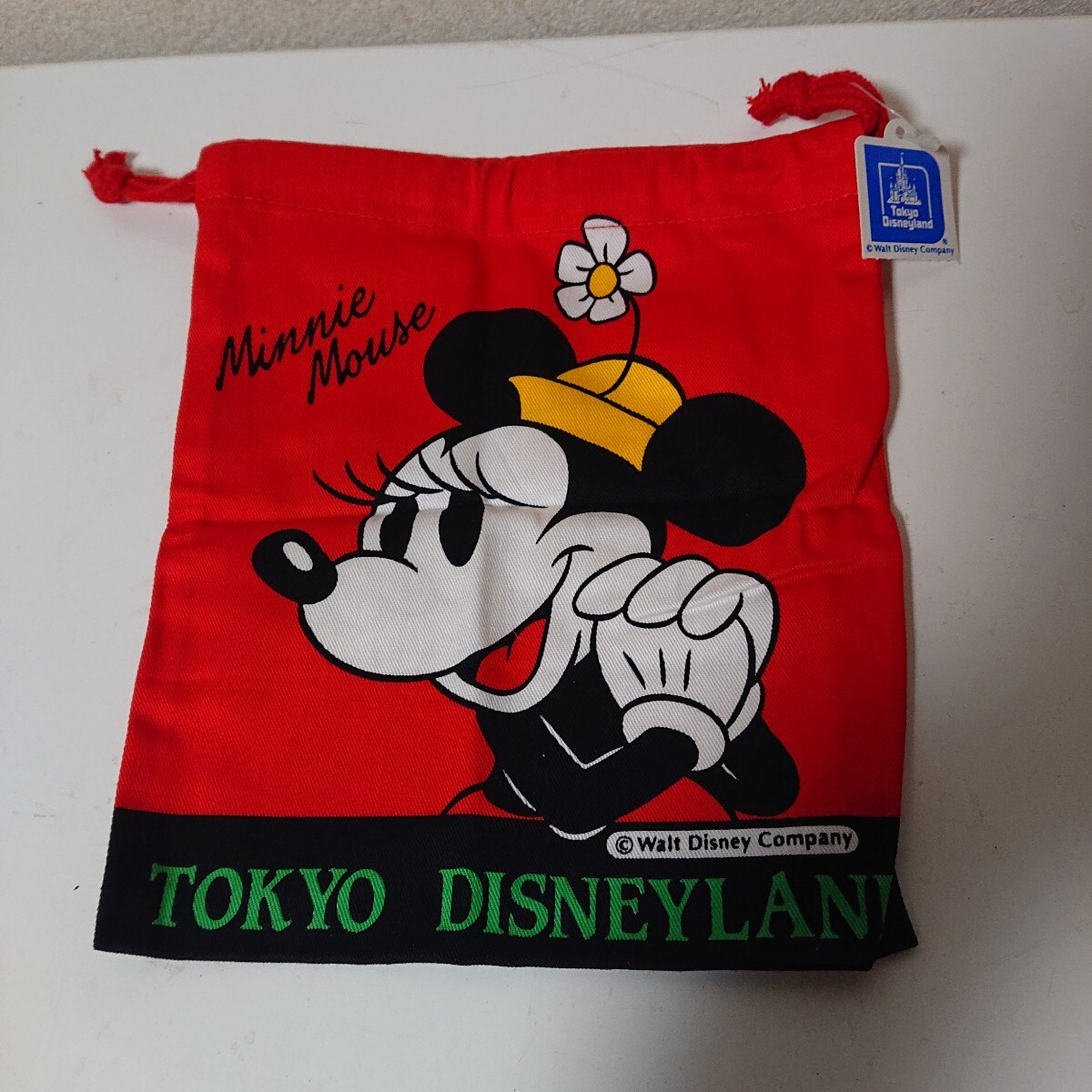 未使用 タグ付き レトロ レア 東京ディズニーランド ミニー Minnie Mouse 巾着 巾着袋 小物入れ グッズ【2-6071402】 きんちゃくポーチ
