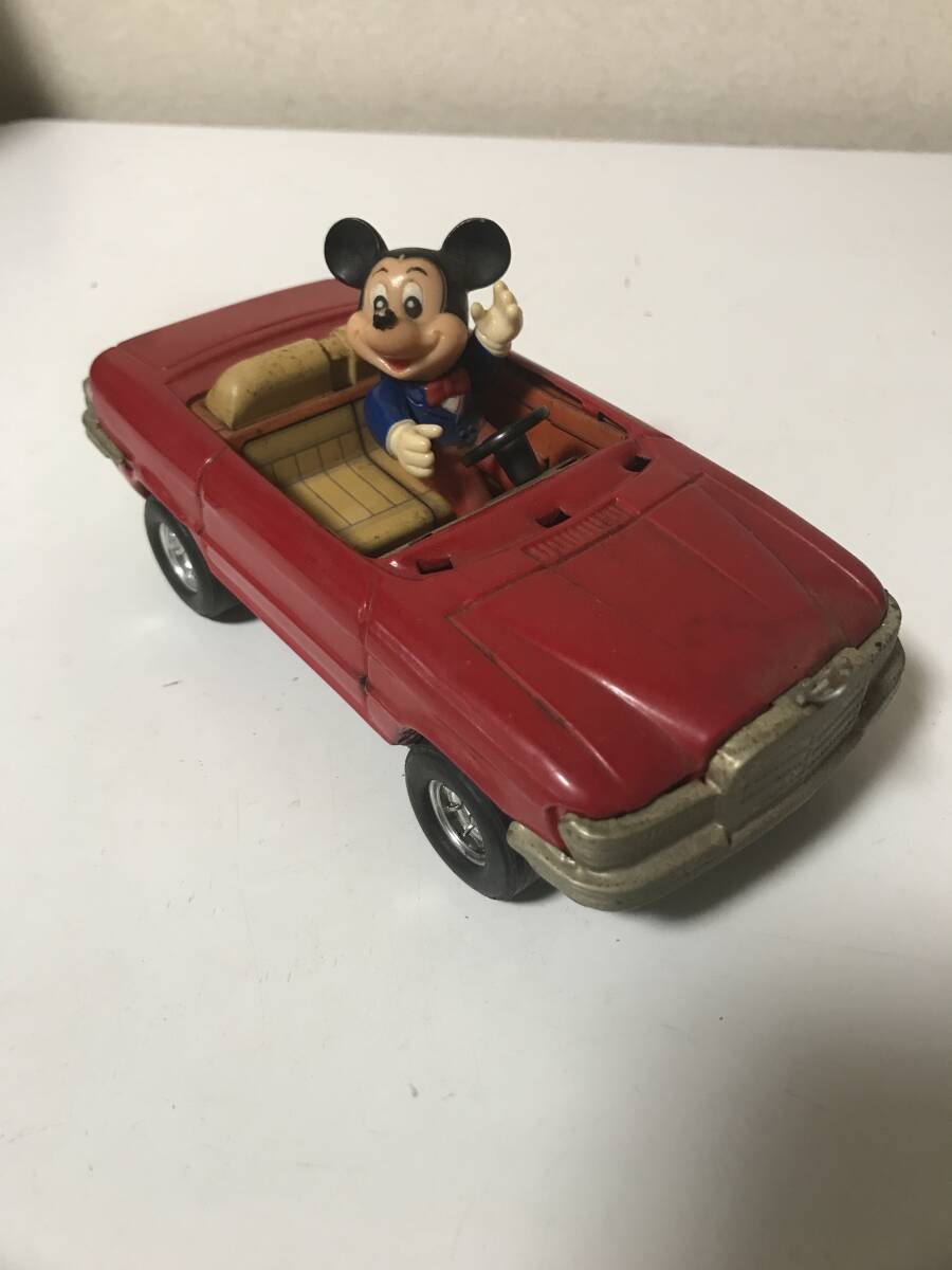昭和レトロ　希少　ジャンク　ブリキ　ミッキーマウス　ベンツ　オープンカー　窓ガラス無し　エンブレムぐらついている　【1MI6072807】