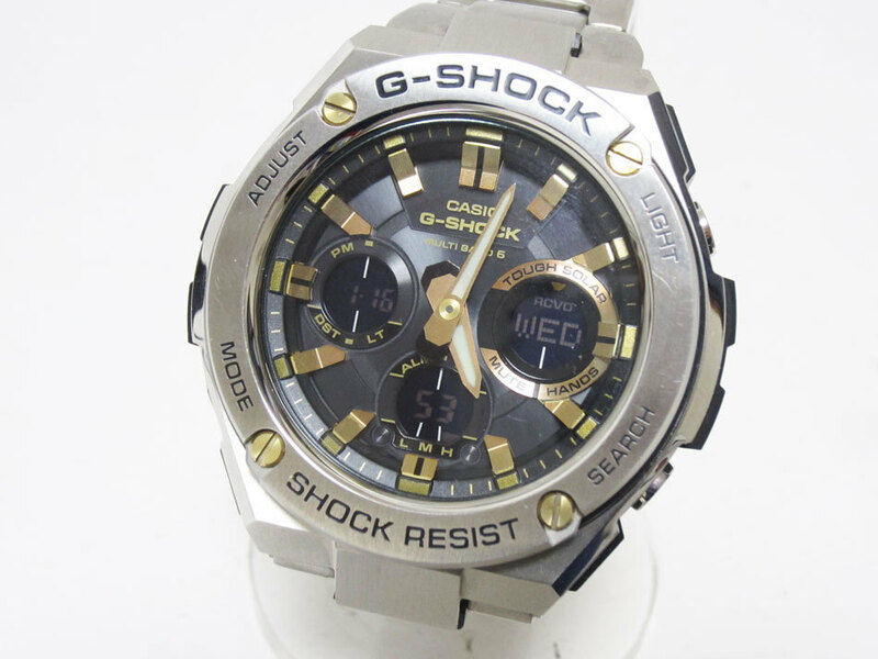 送料無料 CASIO カシオ G-SHOCK Gショック G-STEEL Gスチール メンズウォッチ タフソーラー 電波時計 腕時計 ゴールド GST-W110D-1A9JF
