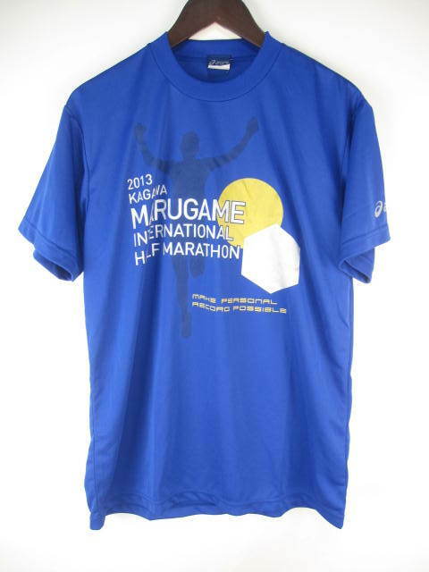 アシックス ASICS Tシャツ 2013年丸亀国際ハーフマラソン 半袖 O ブルー メンズ E565