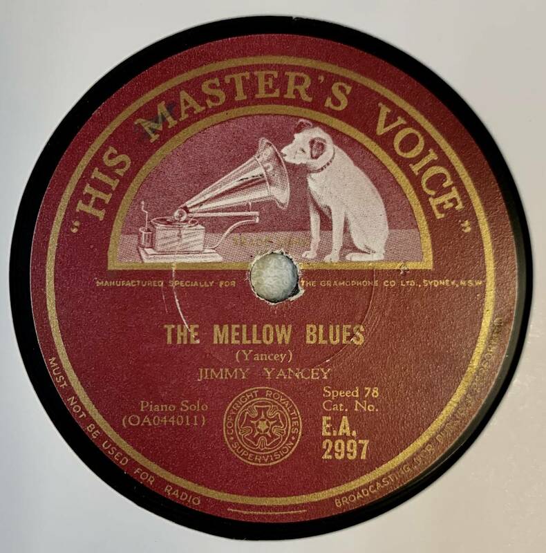 JIMMY YANCEY(Piano Solo) /THE MELLOW BLUSE /TELL ‘EM ABOUT ME (HMV E.A.2997) SP盤 78rpm JAZZ 《豪》