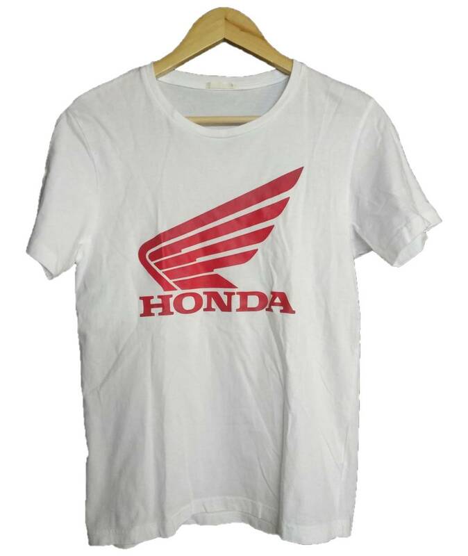 HONDA × GU ビッグロゴ ウイングマーク 半袖 白 ホワイト S Tシャツ メンズ CB 本田 技研 本田技研 ホンダ ジーユー シャツ 半袖シャツ