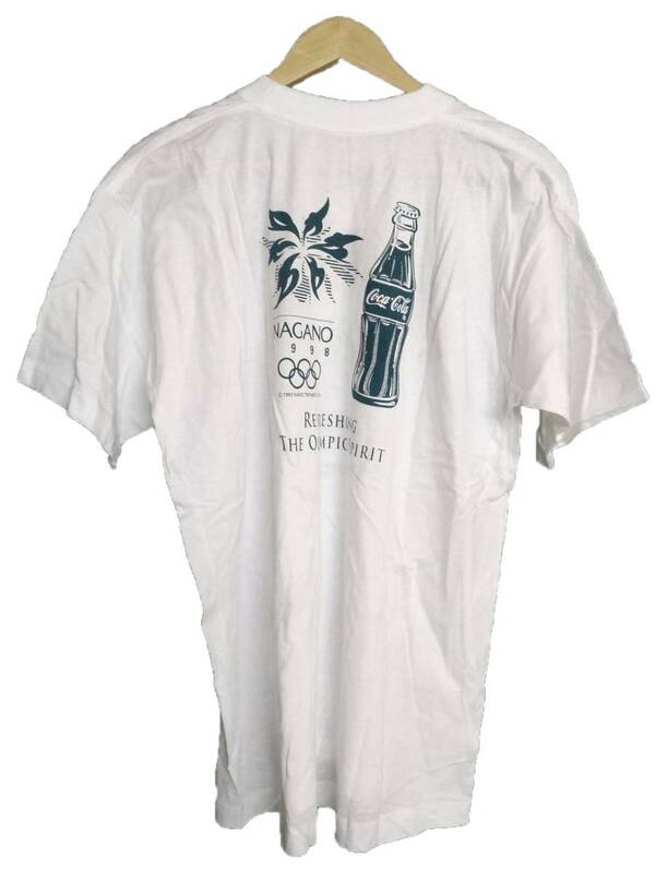 ほぼ新品 ミズノ × コカ・コーラ 長野オリンピック オリンピックデーラン 白 ホワイト L Tシャツ メンズ シャツ コーラ mizuno 1998