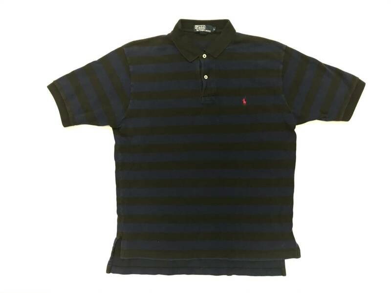 古着 381 Lサイズ 半袖 ボーダー シャツ polo ポロ ラルフローレン ビンテージ 80 90 USA vintage