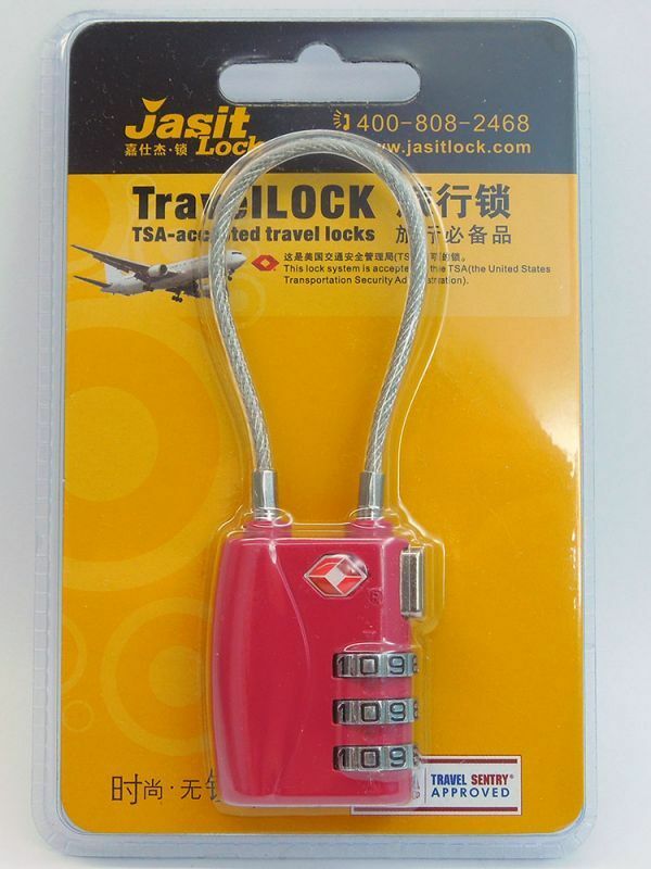 t020【生活雑貨】TSAロック 南京錠 ワイヤータイプ 3桁ダイヤル スーツケースの鍵 (紫色)