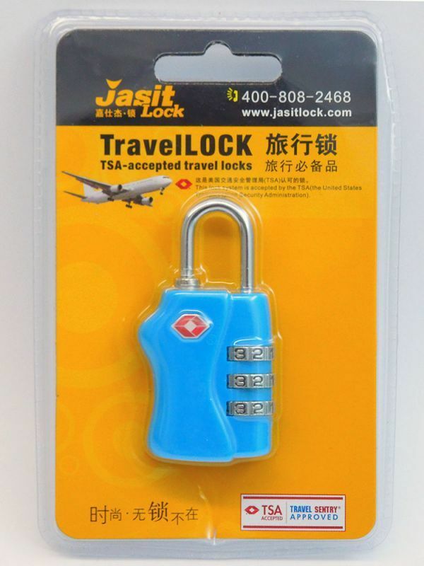 t023【生活雑貨】TSAロック 南京錠 フックタイプ 3桁ダイヤル スーツケースの鍵 (青色)