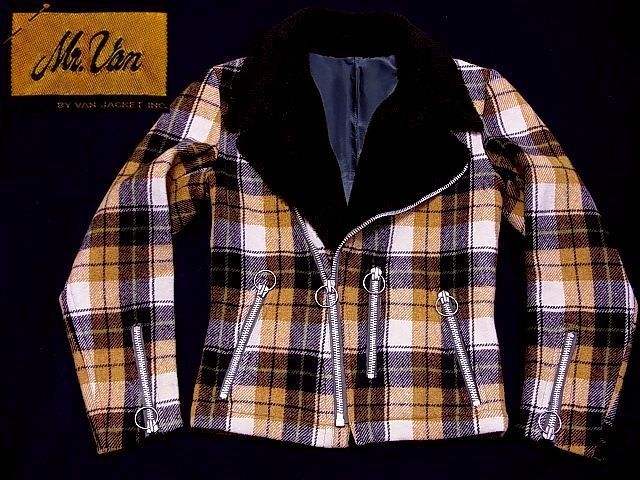 MR.VAN ライダース　ジャケット　SIZE:S　色：茶系　チェック柄　VAN JACKET OLD　ヴィンテージ　70S～