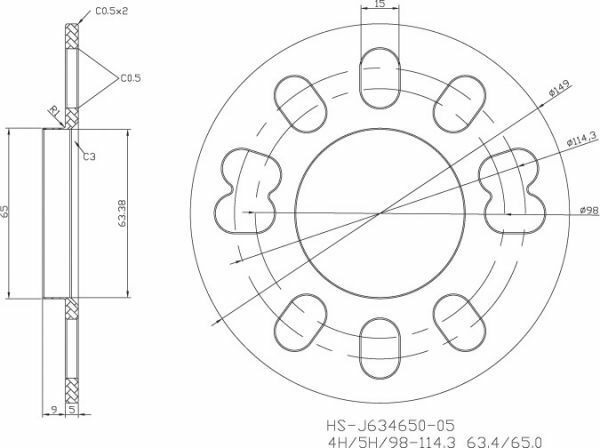 レイズホイール対応　ボルボ/ジャガー用鍛造製ハブリング一体型アルミスペーサー5ミリ65.0→63.4ミリ　マルチPCD　2枚　入荷しました（2