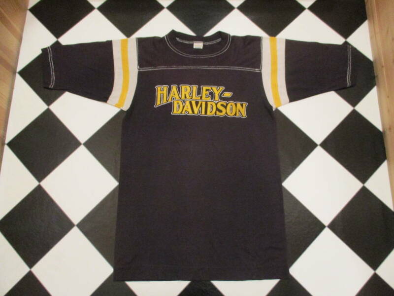 70's 80's HARLEY DAVIDSON ハーレーダビッドソン フットボール Tシャツ ビンテージ モーターサイクル 当時物 NO1 チョッパー USA製 M