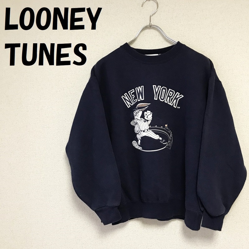 【人気】LOONEY TUNES/ルーニー・テューンズ New York Yankees ヤンキース コラボ スウェット ネイビー/7371