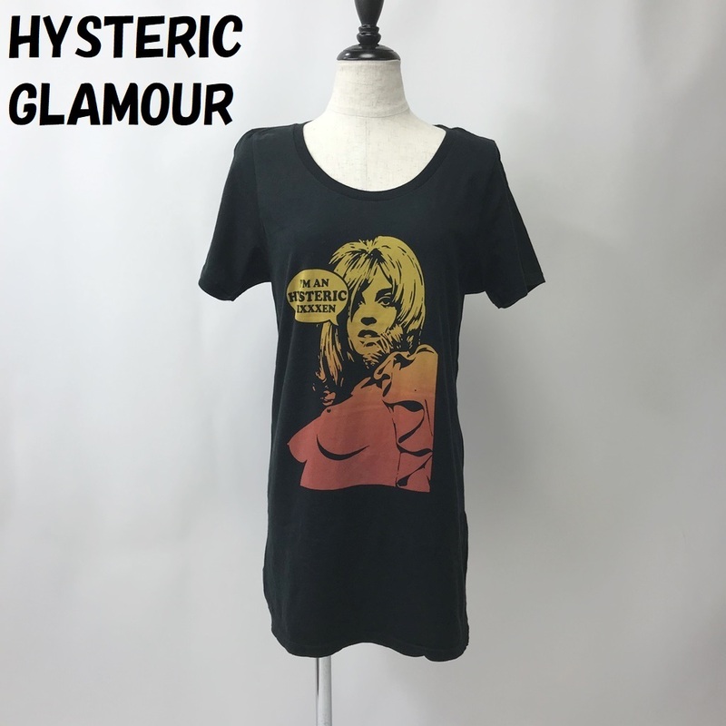 【人気】HYSTERIC GLAMOUR/ヒステリックグラマー 半袖 Tシャツ ブラック サイズF 日本製 レディース/S676