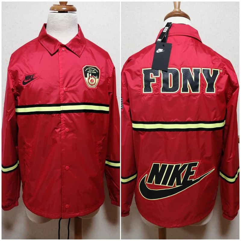 【値下げ】ナイキ NIKE コーチジャケット FDNY ニューヨーク市消防局 赤 M 24200円→12100円