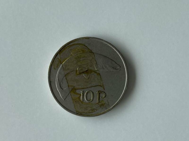アイルランド 10ペンス×1枚★1969年★eire 10P★ハープ 魚 鮭 硬貨 コイン 海外 外国