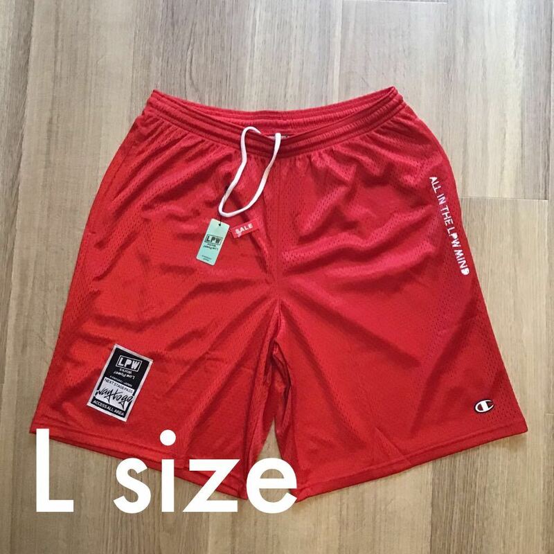 新品 Champion x LPW way to go shorts メッシュ ハーフパンツ Red L size 定価5,940円