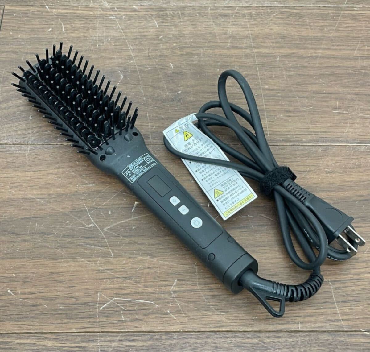 EDK50j SALONIA サロニア ストレートヒートブラシ スリム SL-012BKS ブラック ヘアセット ブラッシング Wマイナスイオン