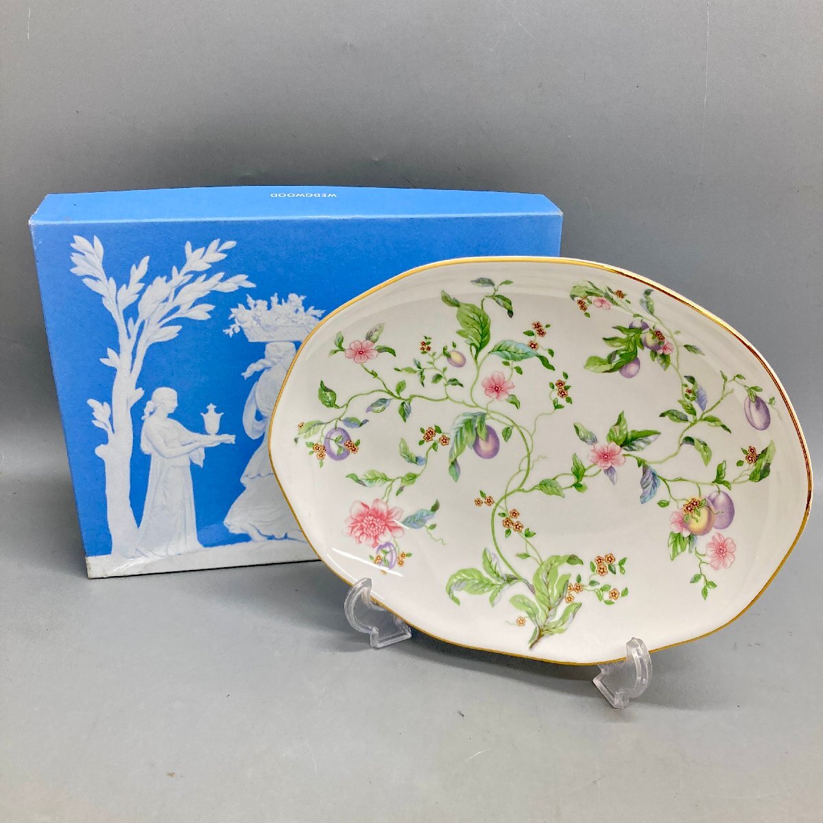 ◆◇[7] Wedgwood スイートプラム 皿 オーバルディッシュ ウェッシウッド 未使用 07/080607m◇◆