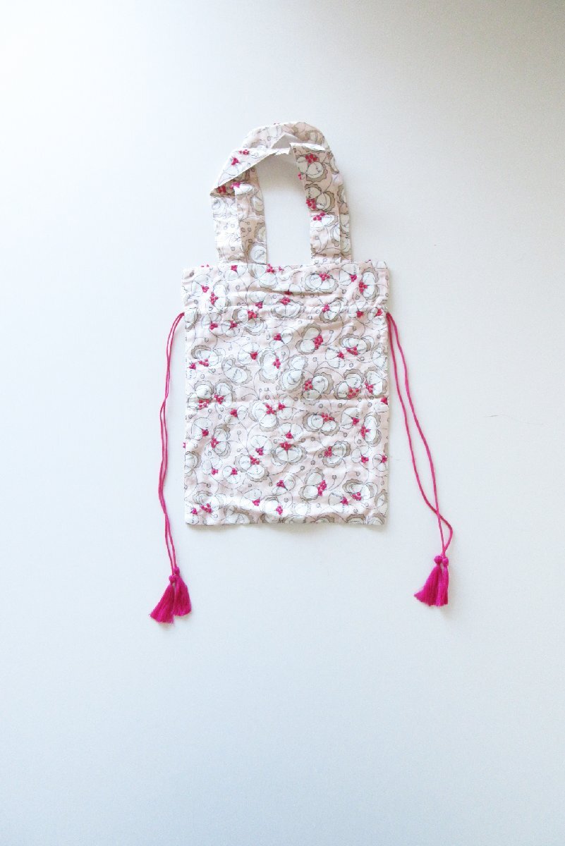 未使用 BUNON / ブノン BN6031 Silk Embroidary Drawstring Bag PINK / シルク 刺繍 ドローストリングバッグ 巾着 トート