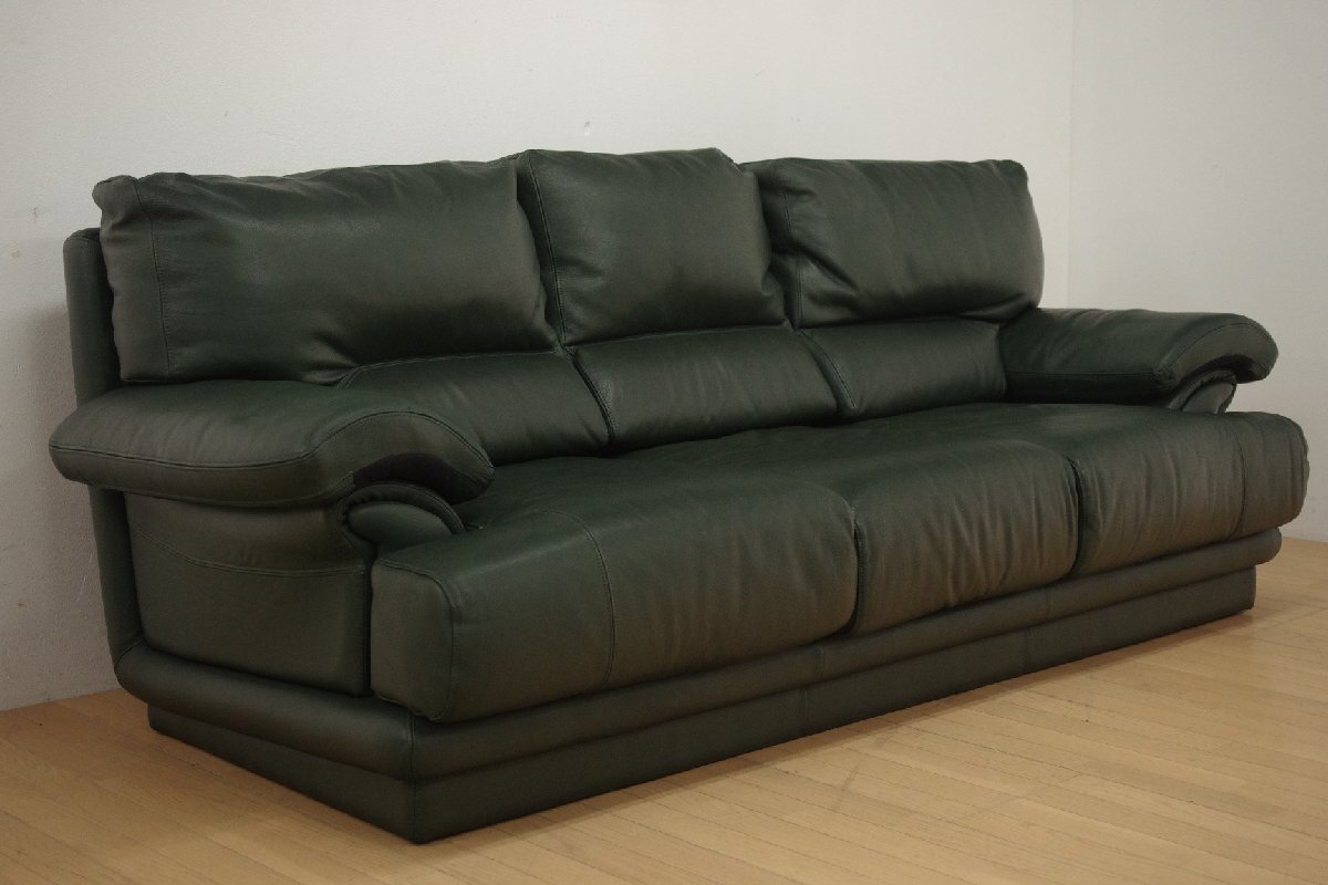 NICOLETTI ニコレッティ 3人掛けソファ トリプルソファ 3P 肘掛椅子 総本革 モダン リビング 応接 イタリア製 グリーン 緑