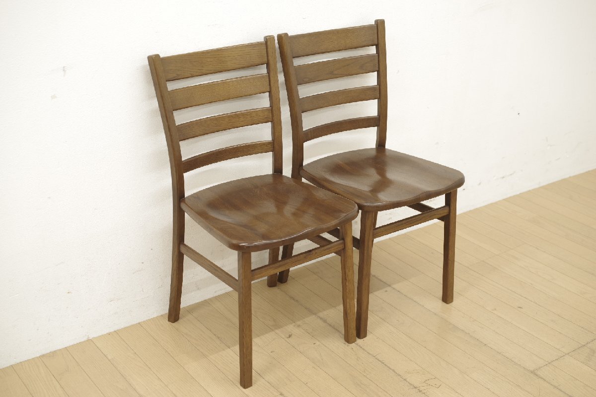 飛騨産業 キツツキ baguette life バゲットライフ ダイニングチェア 2脚セット 椅子 リビング カフェ 店舗 オーク材 イス 天然木 (B)