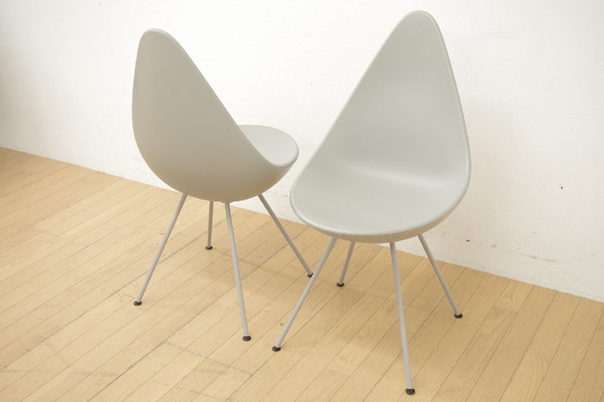 フリッツハンセン Fritz Hansen ドロップチェア 2脚セット ダイニング アルネヤコブセン ホワイト 北欧 デンマーク モダン 食卓椅子 B