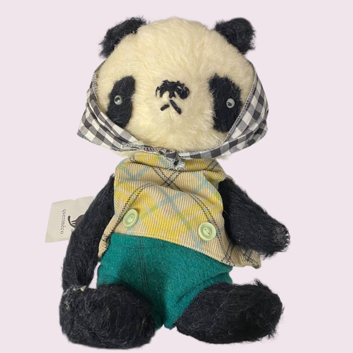 ☆保管品☆日本人作家 かじ いくじ おちゃわんあらいの パンダちゃん 黒ねこ事務所 黒田ゆり テディベア ぬいぐるみ KK94068RG