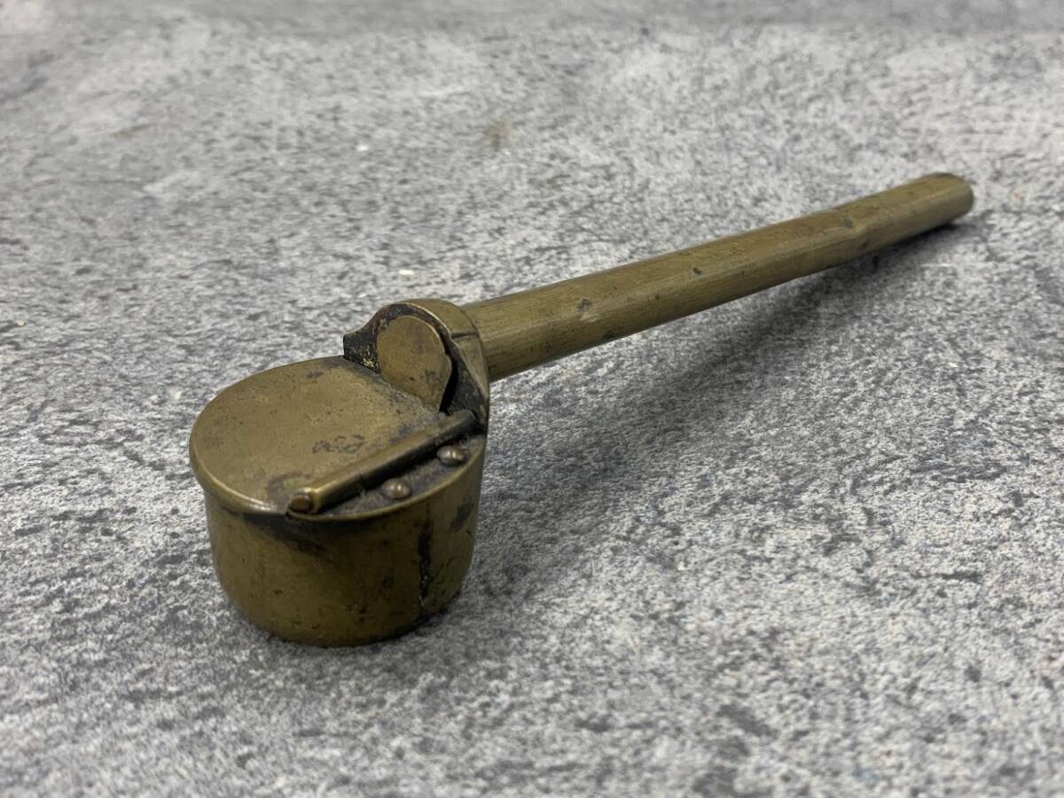 【 矢立 筆入 墨入 】銅製 矢立て 道具 書道具 墨壺 全長19cm アンティーク