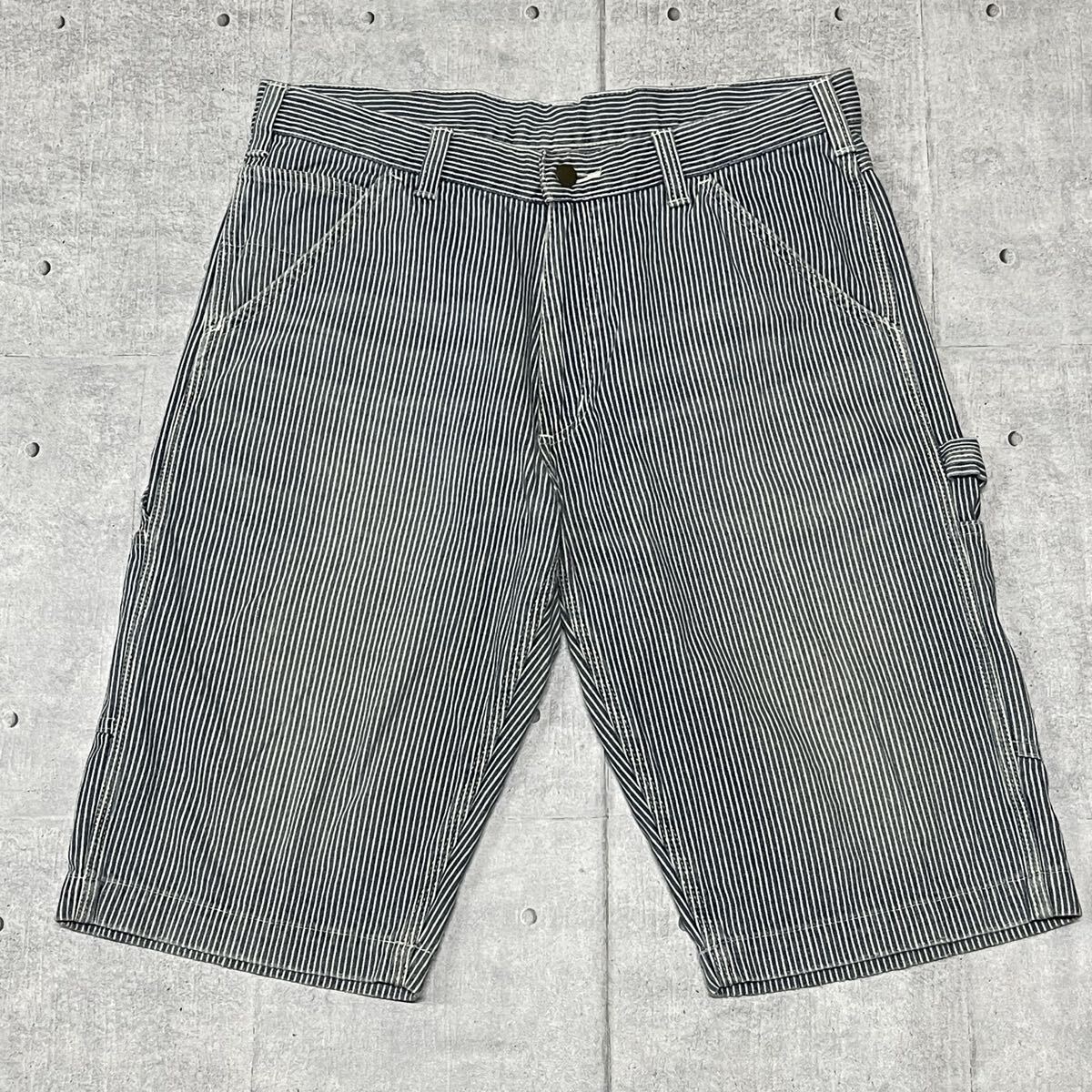 Carhartt ヒッコリーストライプ ペインターショーツ カーハート　　ハーフパンツ ショートパンツ 革パッチ ワークパンツ 柳11441