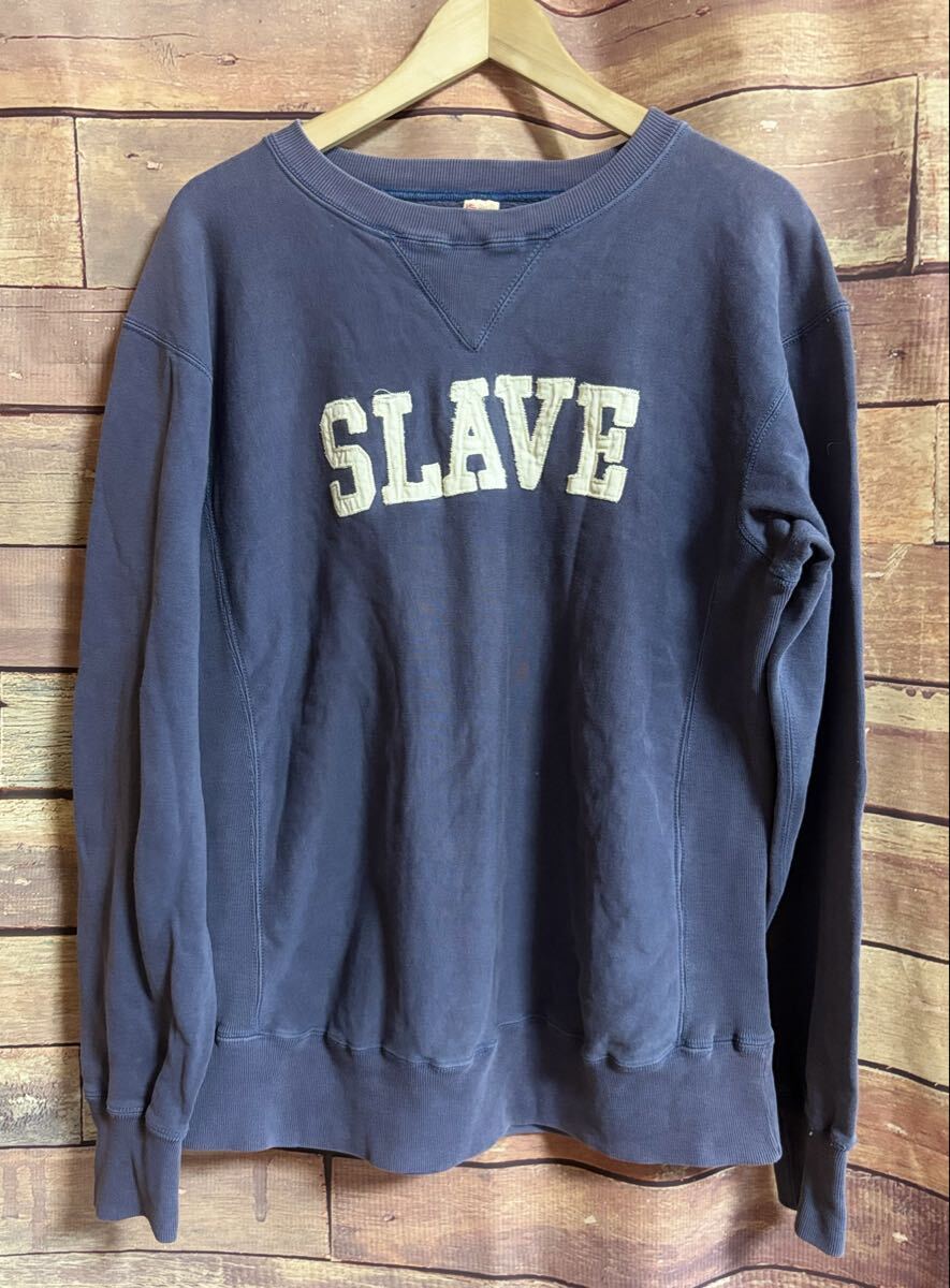 【保管品】 Kmayer クリフメイヤー ビンテージ ? スウェット トレーナー ロゴ SLAVE パープル レトロ 38-40サイズ リバースウィーブ DM0819