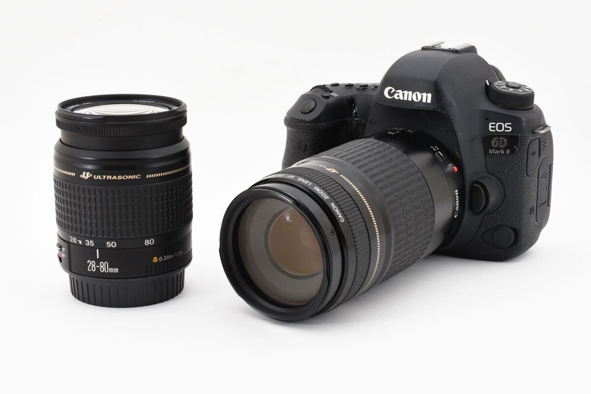 一眼レフカメラ Canon EOS 6D Mark II ☆ EOS6DMK2 標準&望遠ダブルレンズセットCanon EF 28-80㎜1:3.5-5.6IV/Canon EF 75-300㎜1:4-5.6