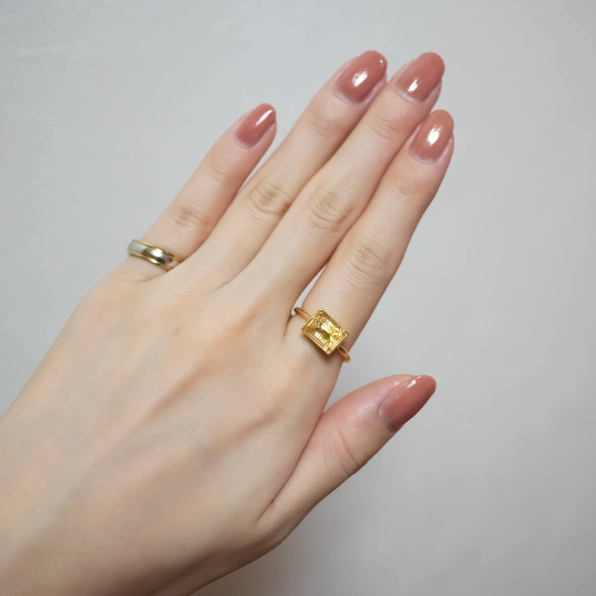 宝石質シトリンAAA レクタングル 天然石 リング◆13号◆指輪 ゴールド 人気