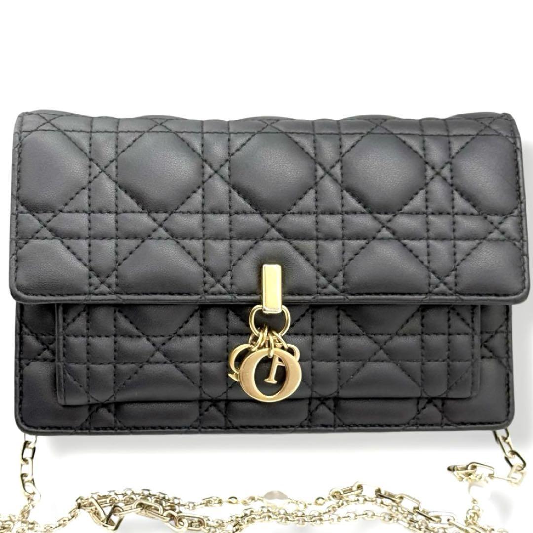 使用わずか　ディオール　チェーンショルダーバッグ　デイリーポーチ　Christian Dior　My Dior　チェーンウォレット　カナージュ　3920