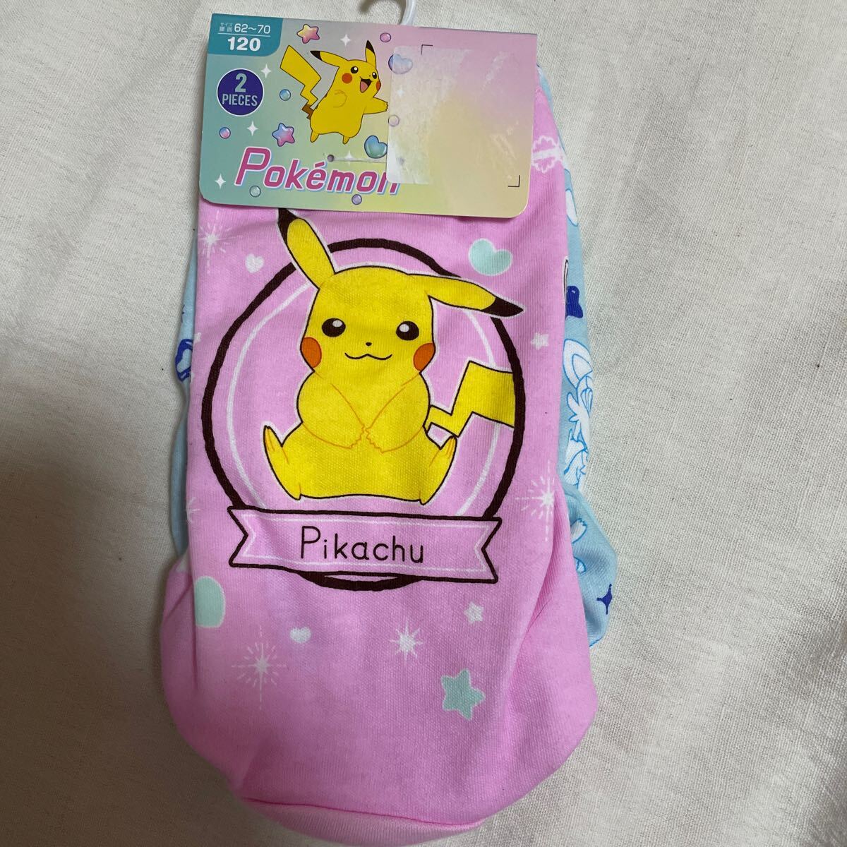 送料込み　新品　ポケモン　Pokemon 女の子ショーツ２枚組　120cm ピンク/水色　綿100% ポケットモンスター　送料無料
