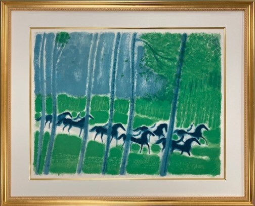 【特価】　≪　　アンドレ　ブラジリエ　　≫　オリジナル リトグラフ【石版画】　 LES CAVALIERS BLEUS　 1975年 　ANDRE BRASILIER