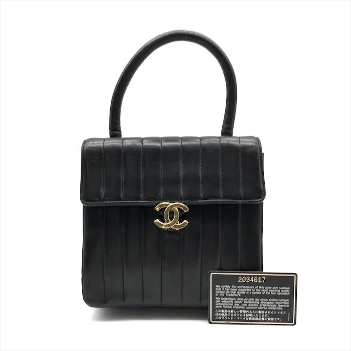 良品 CHANEL シャネル ココマーク ラムスキン マドモアゼル ハンド バッグ ブラック レディース ブランド 鞄 k5573