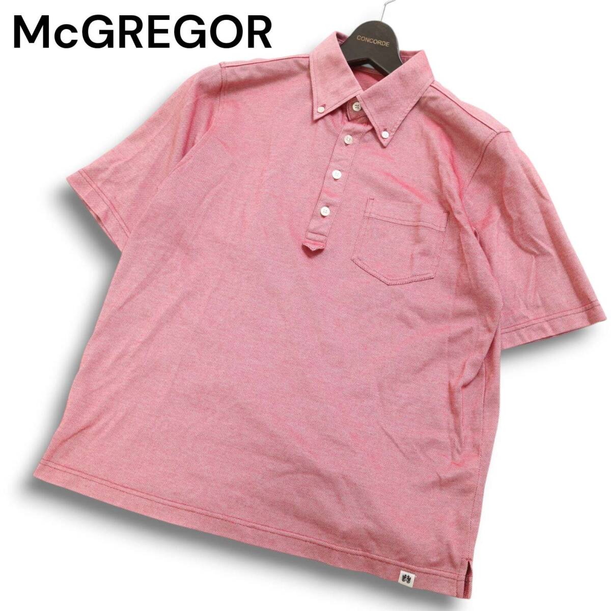 McGREGOR マクレガー 春夏 ロゴ刺繍★ 半袖 鹿の子 ボタンダウン ポロシャツ Sz.M メンズ 日本製