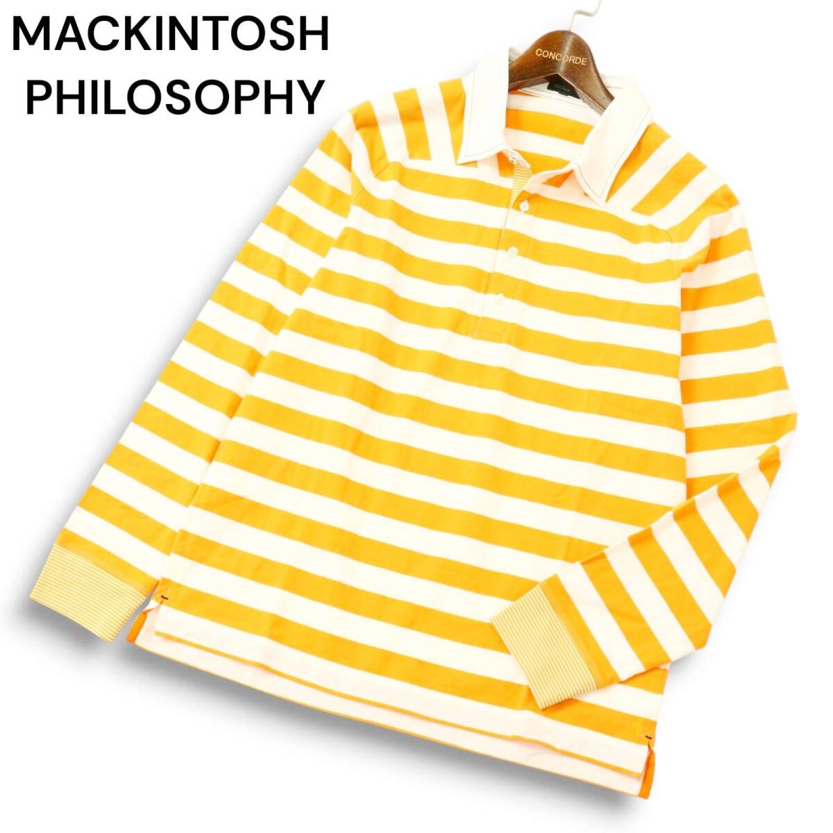 MACKINTOSH PHILOSOPHY マッキントッシュ フィロソフィー 通年★ 長袖 ボーダー ポロシャツ Sz.40 メンズ 日本製 黄色