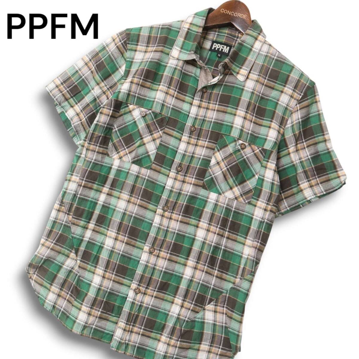 PPFM ペイトンプレイス 春夏★ 半袖 チェック シャツ Sz.M メンズ