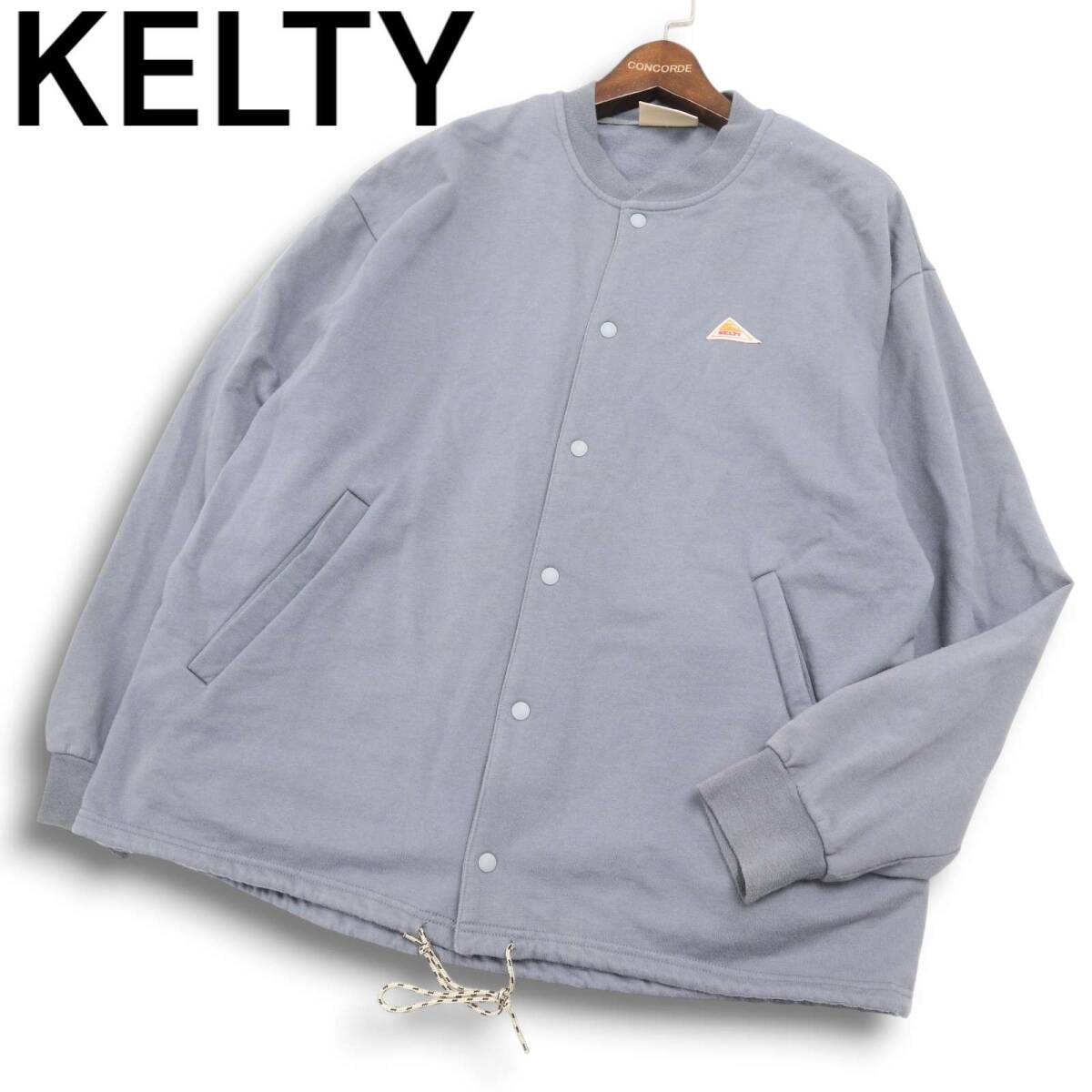 KELTY ケルティ 秋冬 ロゴ★ オーバーサイズ 裏起毛 スウェット ノーカラー ジャケット カーディガン Sz.FREE メンズ