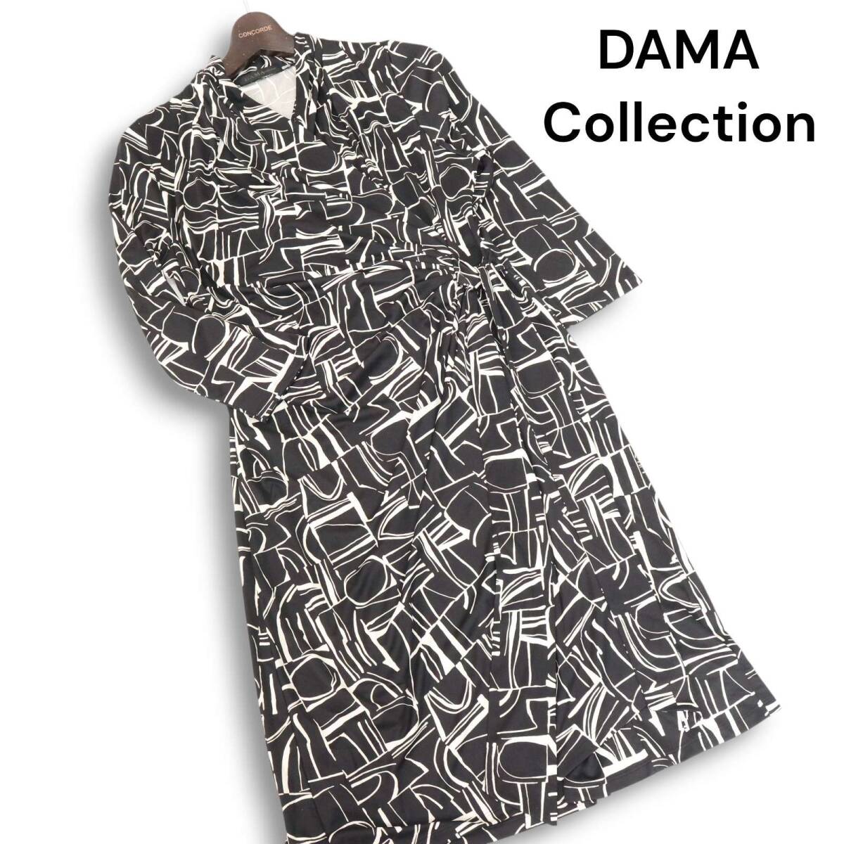 新品★ DAMA Collection ダーマ コレクション 春夏 7分袖 総柄 カシュクール ワンピース Sz.3L レディース 大きいサイズ