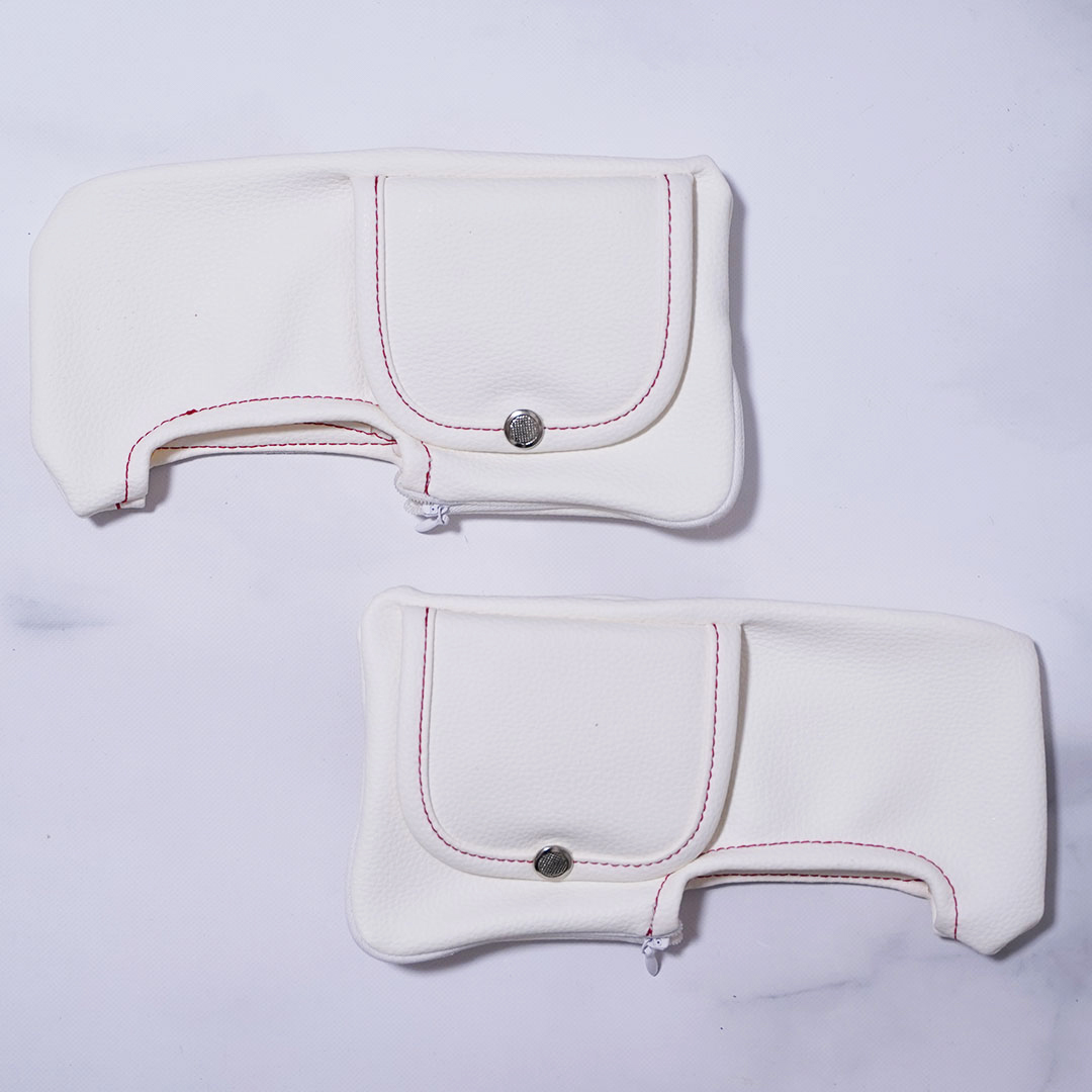 新品・未使用☆S660.COM SPIDER　サンバイザーカバー　ホワイトレザー×レッドステッチ　| 長期保管品 | ラスト1点 | 新品 | 送料無料