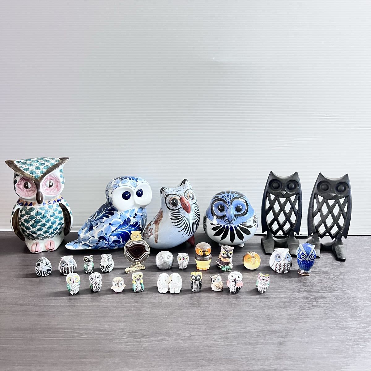 まとめ売り フクロウ 置物 陶器 owl 郷土玩具 縁起物 伝統工芸 梟 インテリア w8-63