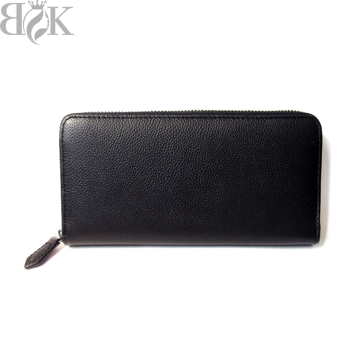 推定未使用品 ジェイエスデザイン ラウンドファスナー 長財布 レザー 黒 ブラック シルバー金具 J.S DESIGN 〓