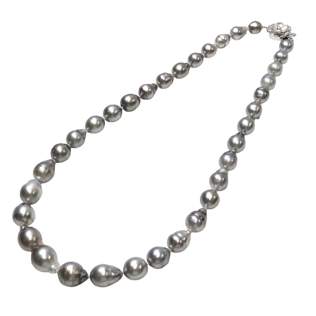 美品 南洋黒蝶真珠 バロックパール ネックレス 45cm パール 7.9～11.7mm シルバー金具 SILVER SV 冠婚葬祭 フォーマル/ネコポスOK ◆T8