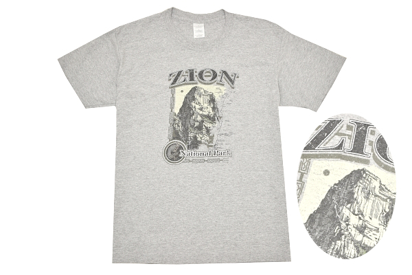 Y-9563★送料無料★美品★ZION NATIONAL PARK ザイオン国立公園 USA ユタ州★アメカジ グレー灰色 半袖 T-シャツ Ｌ 